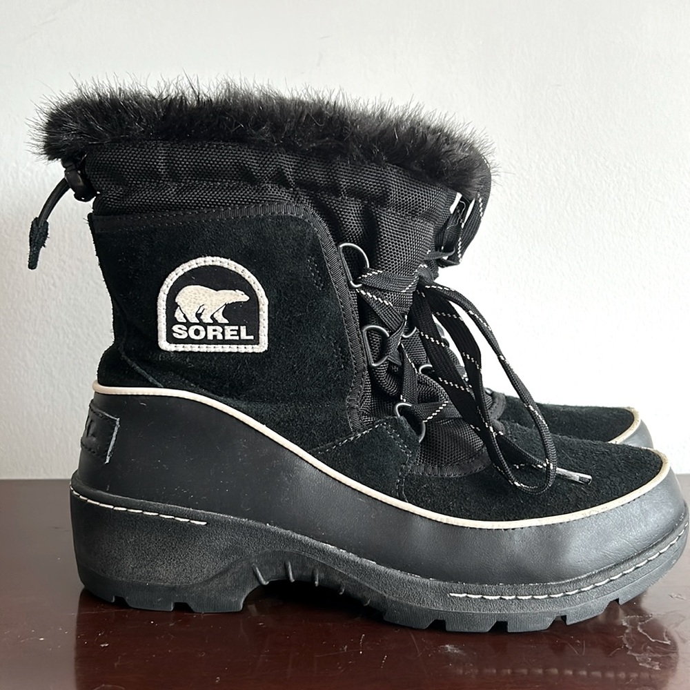 Sorel Tivoli Lace Up Boots 9.5 Black Snow Winter